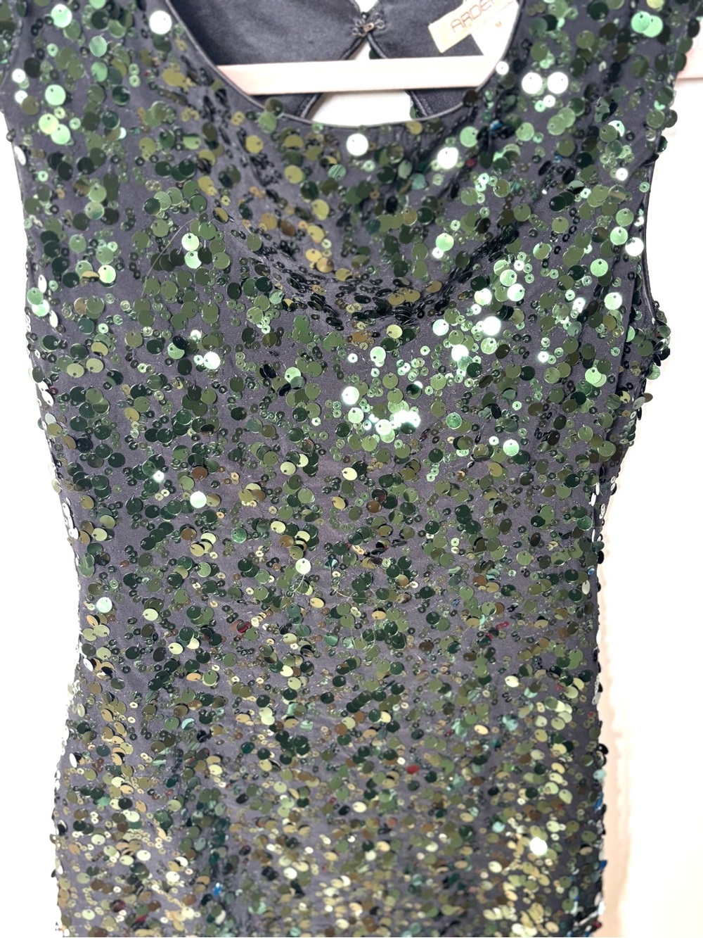 Vintage Arden B green sequin bodycon mini dress M y2k cocktail Christmas wedding - Picture 4 of 4